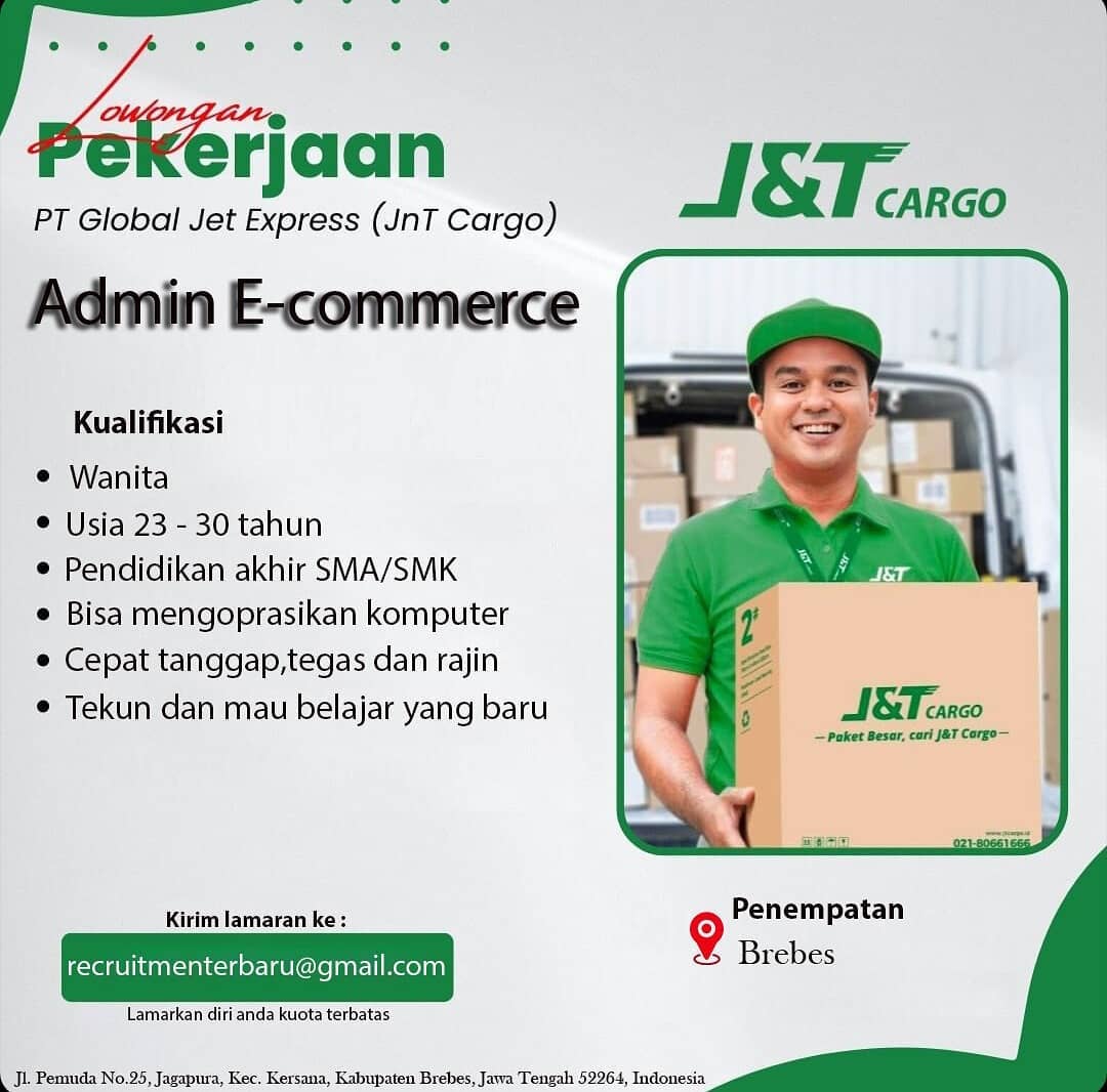 Lowongan Kerja Admin E-Commerce J&T Cargo Brebes